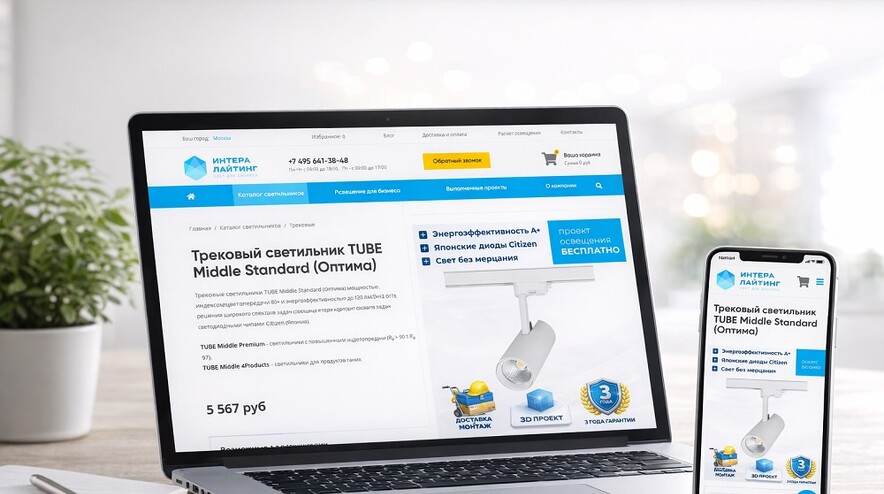 Продуманный каталог, изображения товаров с УТП, адаптивность